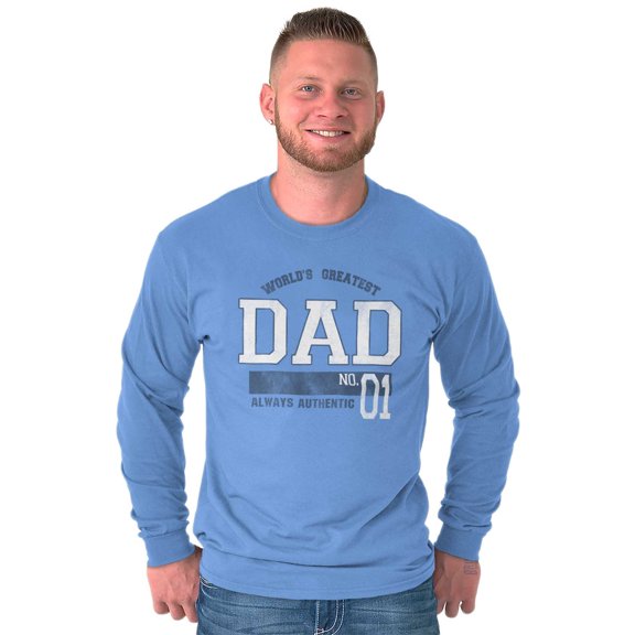 Fathers Day World's Greatest Dad No 1 Men's Long Sleeve Tee T Shirt Brisco Brands 2X