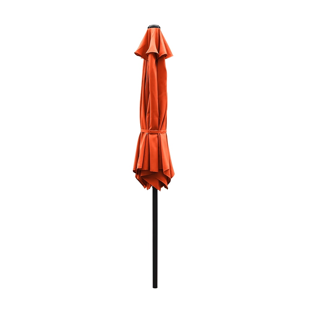 Kool 7.5ft Patio Umbrella with Crank Handle, Outdoor Market Umbrella with 6 Sturdy Umbrella Ribs Waterproof for Garden, Deck, Backyard, Pool, Orange