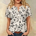 thumbnail image 6 of Womens Summer Short Sleeve Tops Basic Henley Neck Button Down Blouses Flowy Tunic Shirts Trendy Outfits with Pocket, 6 of 6