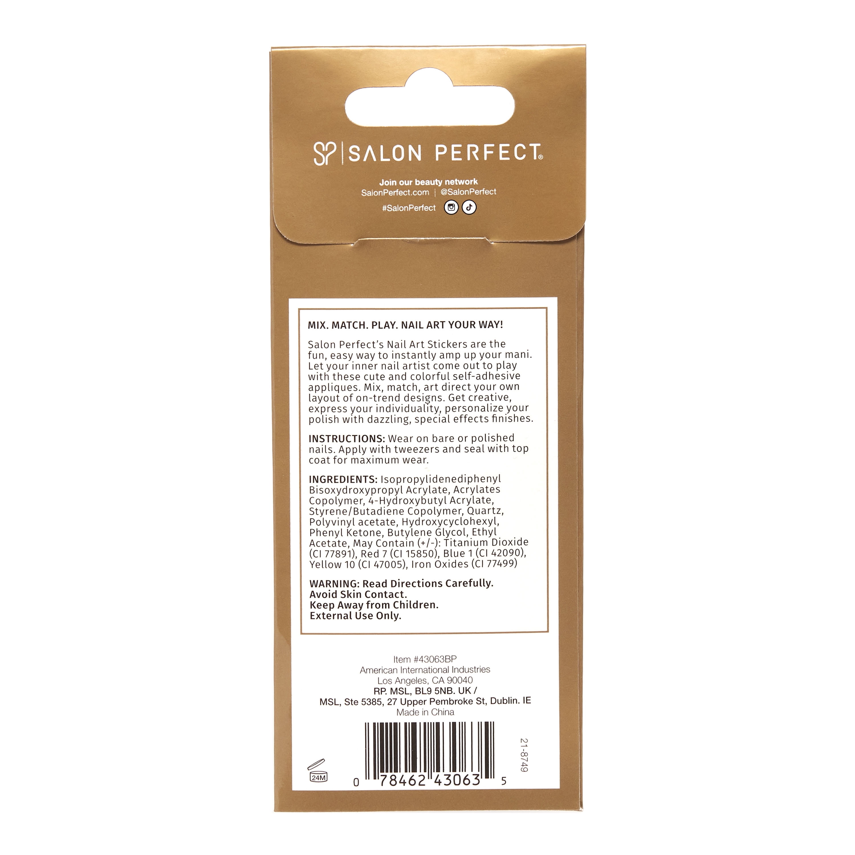 Salon Perfect Nail Art Stickers, 3D Gel Effect, Starburst, 1 Sticker Sheet