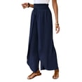 thumbnail image 2 of Womens High Side Split Wide Leg Long Pants Dark Blue XL, 2 of 8