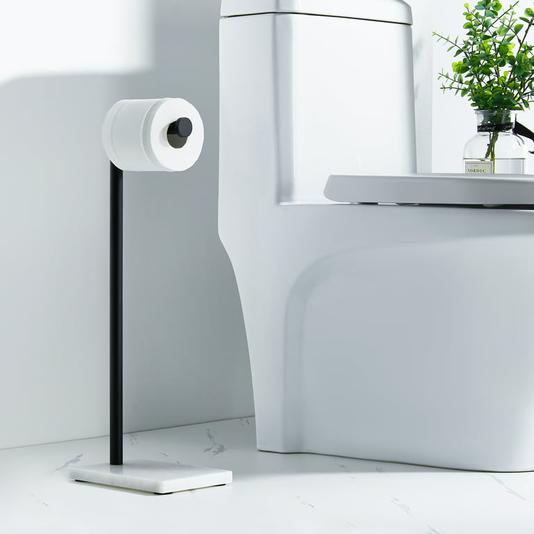 KES 20-Inch Black Toilet Paper Holder Marble Freestanding Black Finish 