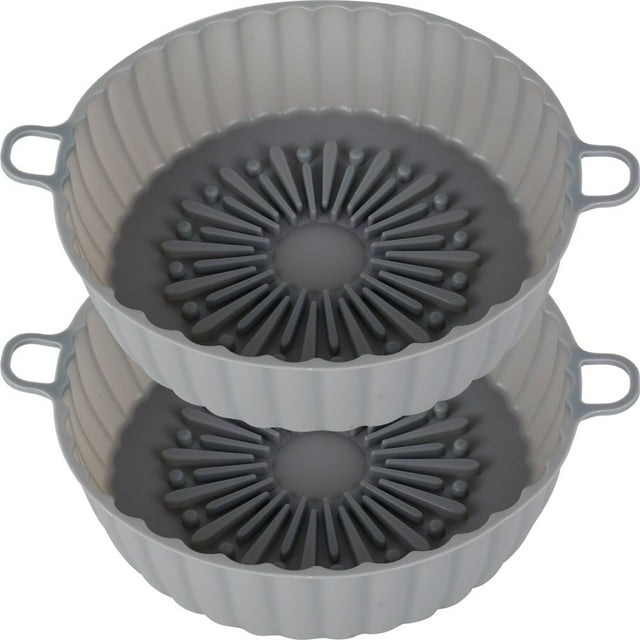2Pcs Air Friteuse Silicone Pot avec Poignée Réutilisable Air Friteuse Doublure Résistant à la Chaleur Air Friteuse Silicone Panier 7.48inch