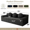 thumbnail image 3 of 71" Corduroy Loveseat Sofa, Memory Foam Cloud Couch in a Box, Boneless Compressed Sofa for Living Room, Bedroom and Apartment, Black, 3 of 7