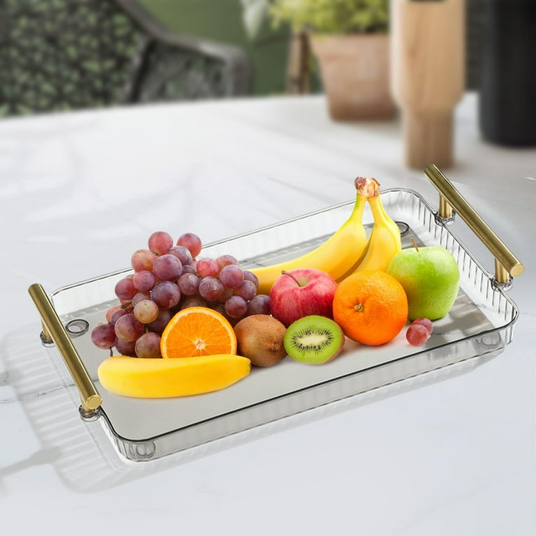 mDesign Acrylic Rectangular Serving Tray with Handles, Medium, 2 Pack -  Clear