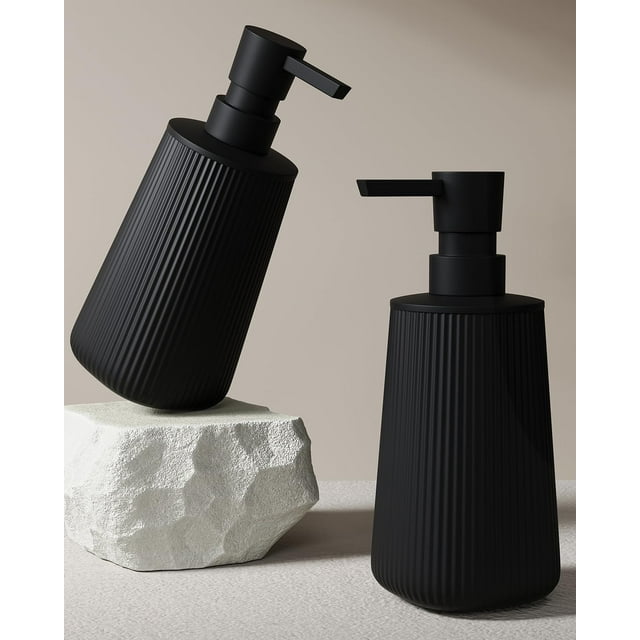 Dispensador de jabón Uaniar para baño y cocina, 250 ml, juego de 2 unidades, color negro