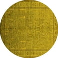thumbnail image 1 of Ahgly Company Machine Washable Indoor Round Oriental Yellow Industrial Area Rugs, 4' Round, 1 of 4