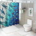 thumbnail image 7 of Orinice  Bathroom Curtain, Nautical Waterproof Shower Curtain with Sea Animal Fabric,  Includes Hooks, Teal Blue, Multi Color 69x72, 7 of 7