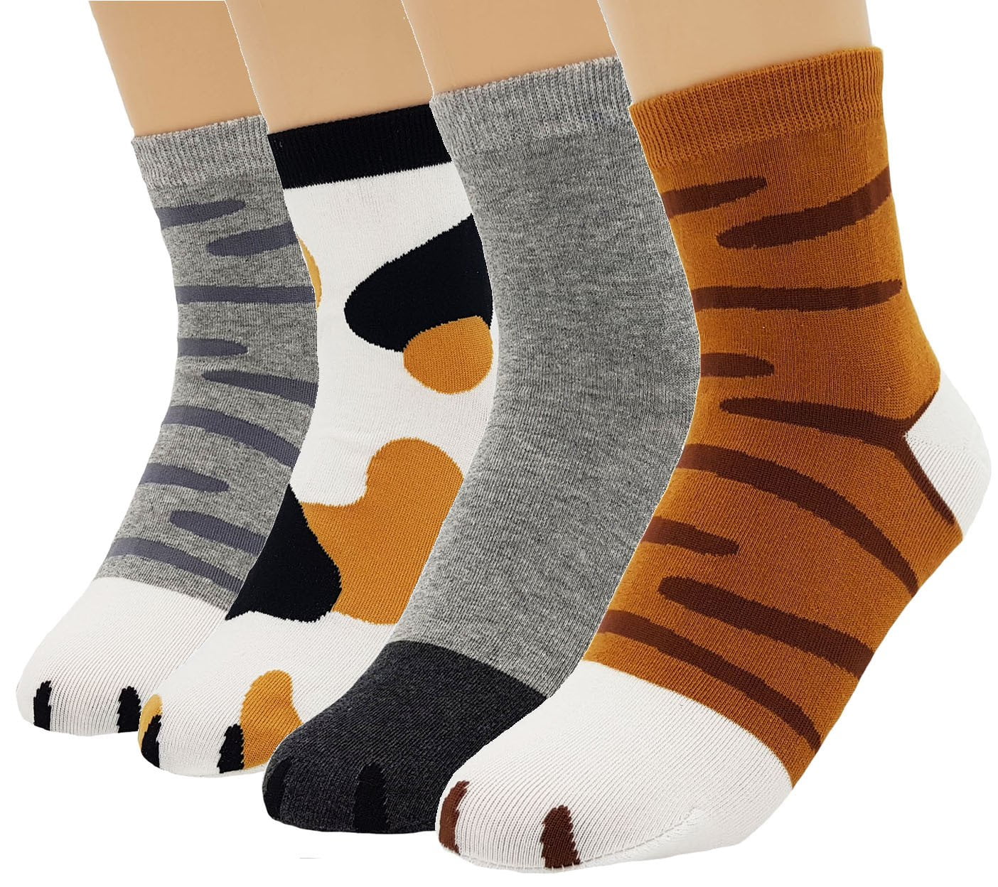 JJMax Women's Cute Kitty Cat Paws Socks with Paw Prints on Toes