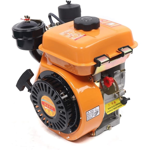 Diesel Engine, 196CC Single Cylinder Air Cooling Diesel Engine Hand Recoil Start System, 3000RPM 2.2KW, for Small Tiller Walking Tractor Transport Vehicle Irrigation & Drainage Machine