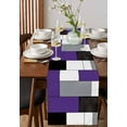 thumbnail image 2 of Purple Grey Burlap Cotton Table Runner 13x70 Inches Long, Modern Purple Geometric Farmhouse Table Runners, Outdoor Dining Tablecloths Decor for Baby Shower/Party/Wedding, 2 of 6