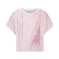thumbnail image 4 of HWRETIE Women's V-Neck Yoga T-shirt Short Sleeve Workout Top with Non-Positioning Print Hollow Design Casual Fashion Activewear for Fitness Pink-2, 4 of 5