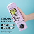 thumbnail image 2 of [Portable Fruit Juicer] USB Rechargeable Portable Fruit Juicer | 1pc, Small Juicer for Smoothie and Milkshake Making, Mini Ice Crusher, Three Modes, Digital Display, 12 Blades,, 2 of 14
