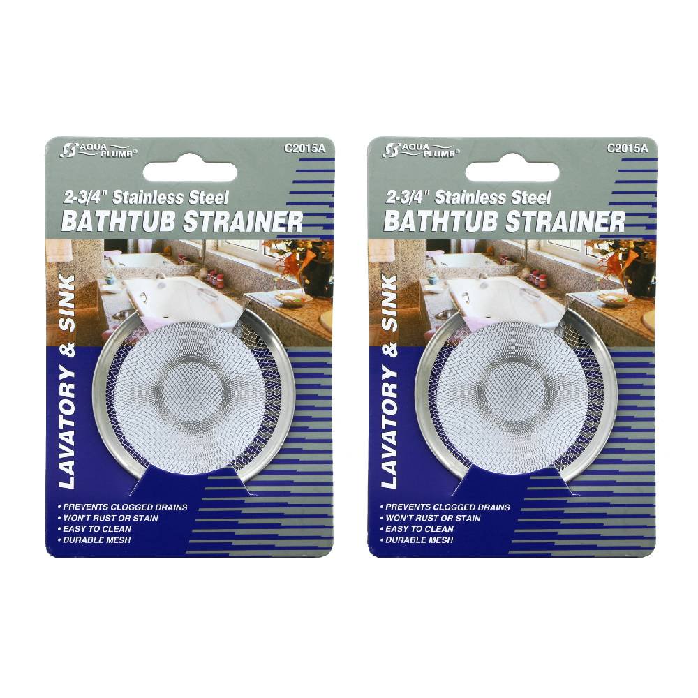Aqua Plumb Bathtub Strainer Stainless Steel Mesh 23/4 Inch No Clogged