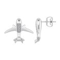 thumbnail image 3 of Halo Jewelers 10k White Gold Round Cut White Natural Diamond Flying Airplane Stud Earrings For Women | H-I Color, I2 Clarity, 0.07 Cttw Push Back Earrings, 3 of 5