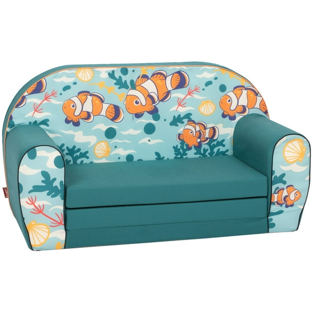 Delsit Kids Couch for Toddlers - 2 in 1 Convertible Foam Sofa to Lounger, Comfy Flip Out Lounge Chair for Children, Made in Europe