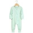 thumbnail image 2 of LYHaoo Baby Cotton Rompers Footless Pajamas Zipper Long Sleeve Sleeper Jumpsuit Boys Jumpsuit Romper 0-3 Months Green(Toddler), 2 of 6