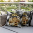 thumbnail image 3 of Happy Bee Outdoor Pillow Covers Pack of 2 Cartoon Bee Honeycomb White Daisy Black White Lattice Frame Waterproof Throw Pillow Covers Decorative Cushion Cases for Patio Garden Tent Balcony 26x26 inch, 3 of 9