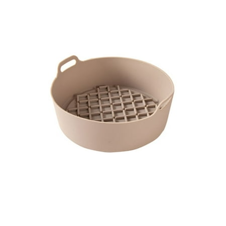

Silicone Pot Thicken BBQ Plate Barbecue Basket Heating Baking Pan for Air Fryer Oven Microwave Beige S Round