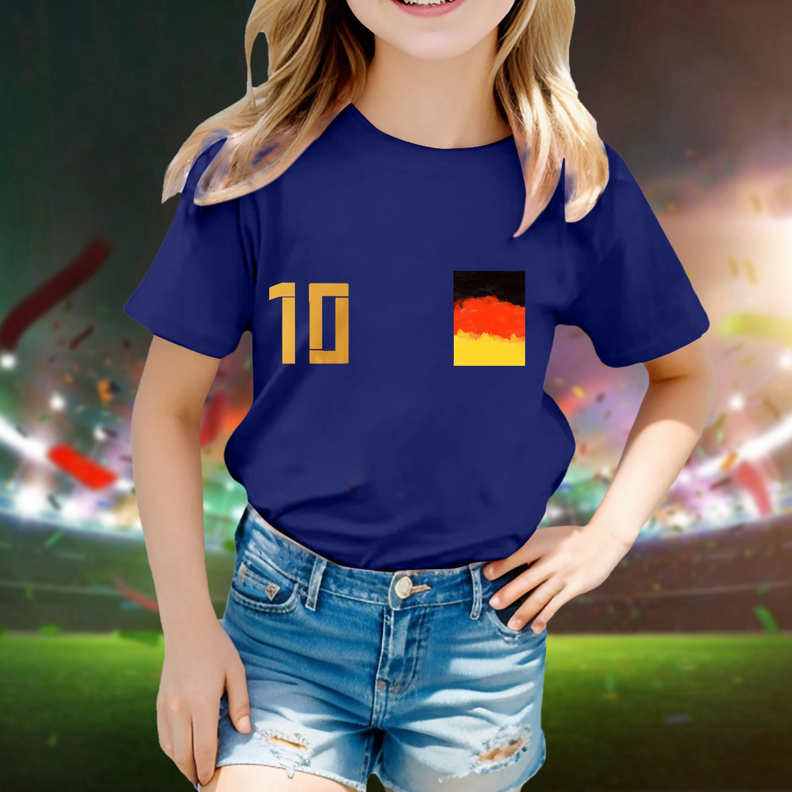 2024 Children's European Cup Fashion Team Printed Short Sleeve Round ...