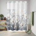 thumbnail image 6 of No Hook Shower Curtain, White Flowers Shower Curtains for Bathroom with See Through Top Window, Retro Camellia Floral Spring Grey Modern Art Waterproof & Washable Bath Curtain 60"x72", 6 of 9