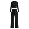 thumbnail image 4 of Fall 2 Piece Sets for Women Matching Lounge Set Long Sleeve Slightly Crop Top Wide Leg Pants Casual Sweatsuit, 4 of 4