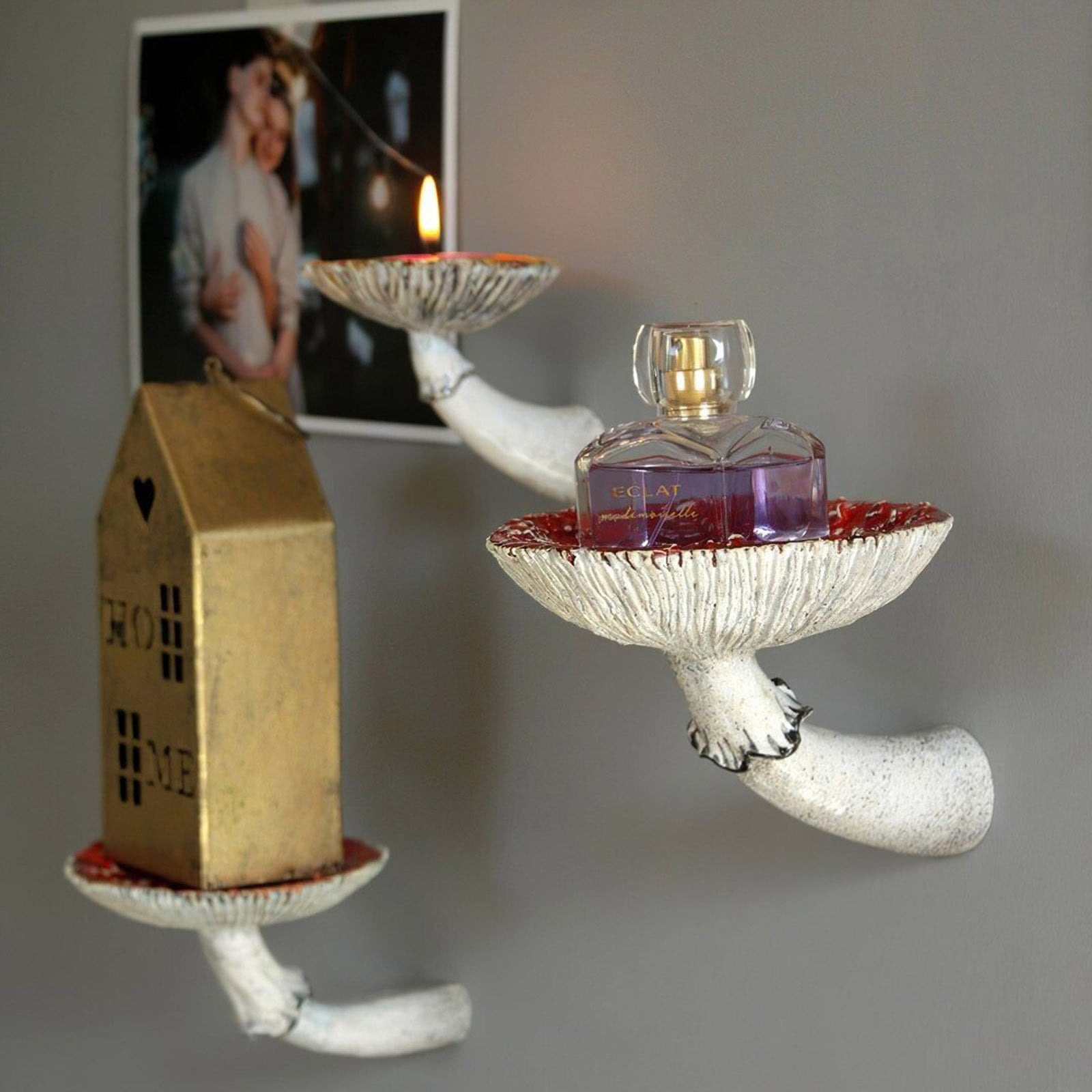 Mushroom Hanging Shelf, Creative Resin Floating Shelf Amanita Mushroom