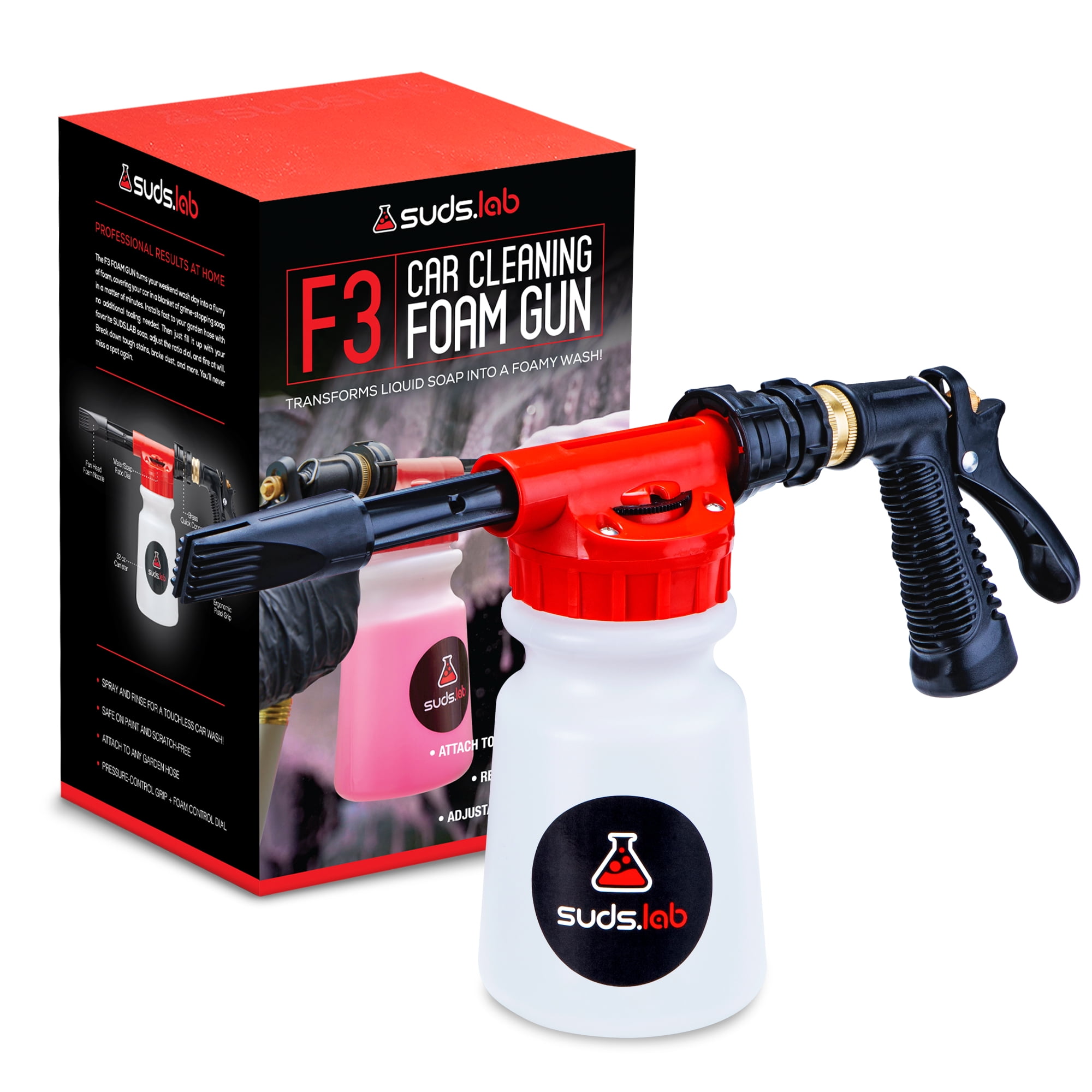 SudsLab F3 Foam Gun for Car and Home Cleaning, Adjustable Foam
