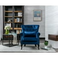 thumbnail image 2 of Guyou Mid Century Accent Chair Modern Button Tufted Armchair Wingback Club Chair Velvet Single Sofa Lounge Chair with Pillow for Living Room Bedroom, Blue, 2 of 12