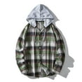thumbnail image 2 of TMOYZQ Mens Flannel Hoodie Drawstring Hooded Plaid Shirts Long Sleeve Casual Button Down Shirts Lightweight Flannel Shirt Jackets, 2 of 9