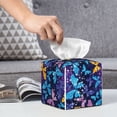 thumbnail image 6 of Lsque Butterflies Of The Starry Sky Printed Tissue Box Cover Holder, Facial Paper Organizer Dispenser,Square with Bottom Belt, PVC Leather Decorative Organizer, 6 of 8