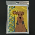 thumbnail image 3 of Summer Sunflowers Grizzle and Tan Airedale Terrier Greeting Cards and Envelopes Pack of 8 7 in x 5 in, 3 of 3