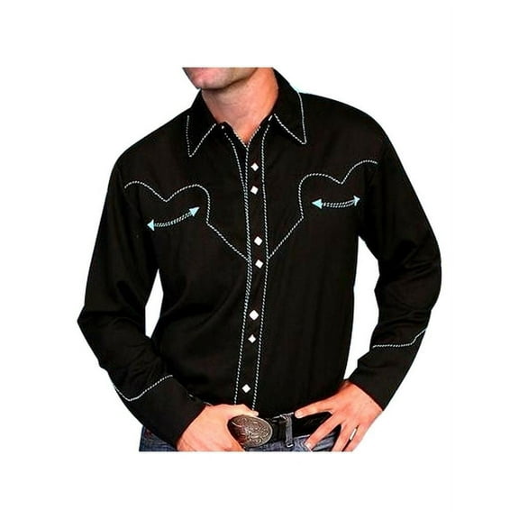 Scully P-726X-BLK-4X-B-T Mens Western Shirt - Black, 4X
