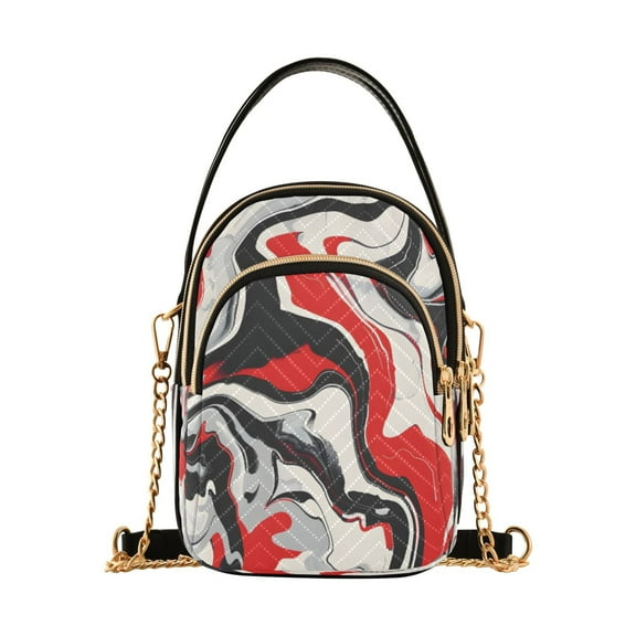 ALAZA Chain Crossbody Bags for Women Red Gray Liquid Marble Shoulder Handbag Phone Purse