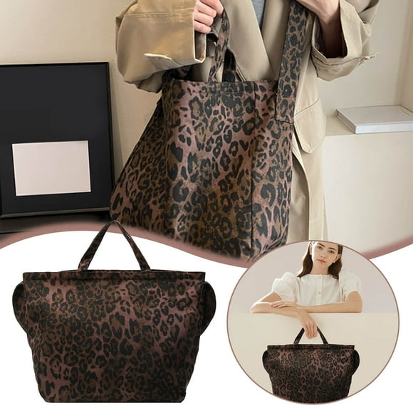 Women's Large Canvas Handbag Casual Leopard Print Shoulder Bag Crossbody Handbag Cloth Material Shoulder Bag Small Women's Bag Men's Tote Bag