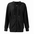 thumbnail image 3 of Sweaters for Women Long Sleeve Knitted Zip Up Hoodies Ribbed Pullover Loose Casual Sweatshirts with Pocket Black XL, 3 of 9
