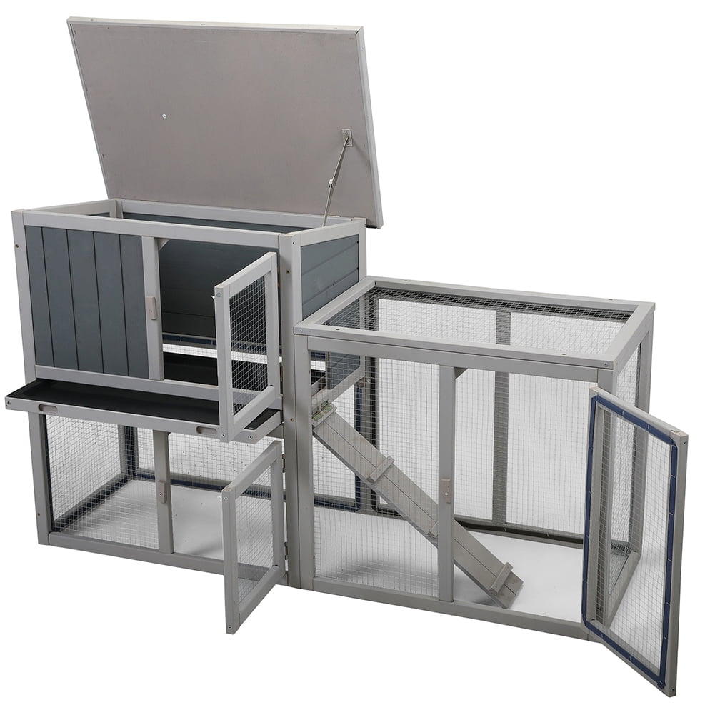 Kadyn for indoor and outdoor use Wooden Rabbit Hutch Chicken Coop with 1 Removable Tray and 3 Lockable Doors Rabbit Hutch, Gray Kadyn for indoor and outdoor use Wooden Rabbit Hutch Chicken Coop with 1 Removable Tray and 3 Lockable Doors Rabbit Hutch, Gray