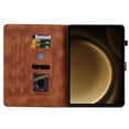 thumbnail image 4 of Case for Samsung Galaxy Tab S9 FE+ 12.4" 2023 SM-X610/SM-X616, Flower Pattern PU Leather Multi-Angle Viewing Stand Shockproof Flip Case with Card Slot, Magnetic Clasp, Pencil Slot, Brown, 4 of 11