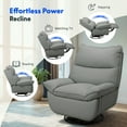 thumbnail image 5 of FLEXISPOT Oversized Electric Power Swivel Rocker Recliner Chair 350LBS Capacity Faux Leather with Side Pocket, 270° Swivel Glider Armless Sofa for Living Room Nursery,Light Grey, 5 of 10
