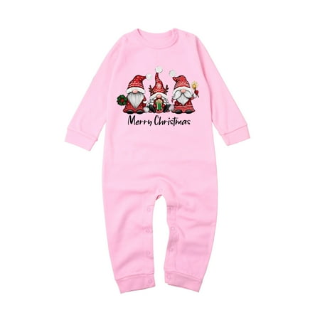 

XYIJANI Deals Christmas Baby Clothes Boy Infant Boy and Girl Christmas Jumpsuit Baby Bodysuit Long Sleeve Letter Print Romper Comfortable Home Wear Jumpsuit (Pink 6M)