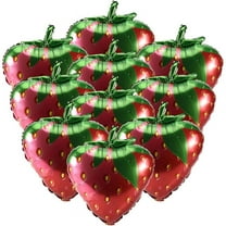 10Pcs Strawberry Balloons Sweet Foil Mylar for Girls Themed Birthday Party Decorations