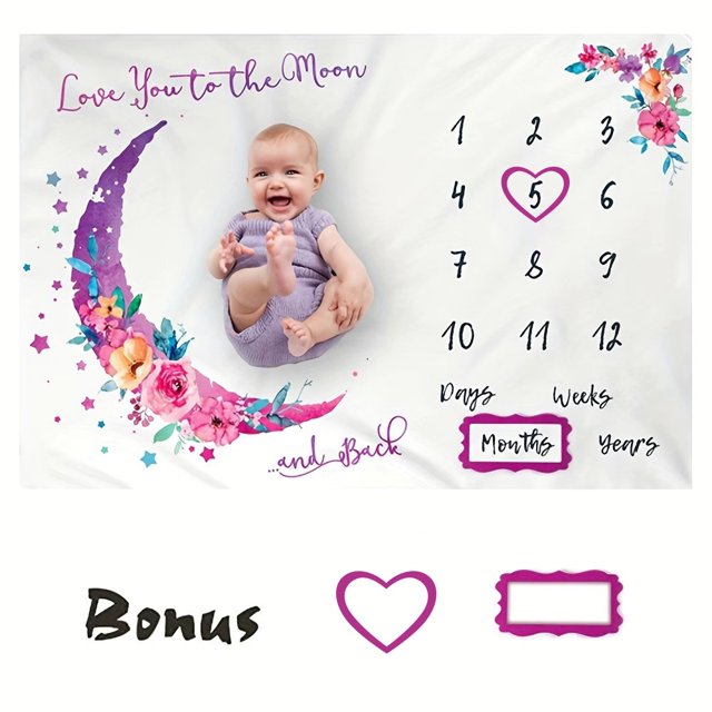 Extra Large Photography Baby Blanket - Capture Your Little Girl's First Year Growth with the Moon Baby Monthly Calendar!