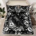 thumbnail image 2 of Homewish Black Crow Animal Twin Sheet Sets 3pcs for Teenagers Female Men Women,Bohemian Floral Flowers Twin Fitted Sheet Microfiber,Galaxy Universe Stars Print Breathable Flat Sheet, 2 of 7