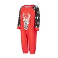 thumbnail image 3 of Christmas Family Pajamas Matching Set, Long Sleeve Deer Print T-shirt with Snow Print Pants Sleepwear Loungewear, 3 of 10