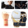 thumbnail image 2 of Half Finger Boxing Gloves Thickened Heavy Punching Bag Gloves Exercise Training PU Leather Sponge Gym Mitts Gloves(Adult White Gold), 2 of 6