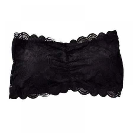 

3 Pieces Women s Floral Lace Tube Top Bandeau Stretchy Strapless Bras Seamless Stretchy Chest Wrap for Daily Favor