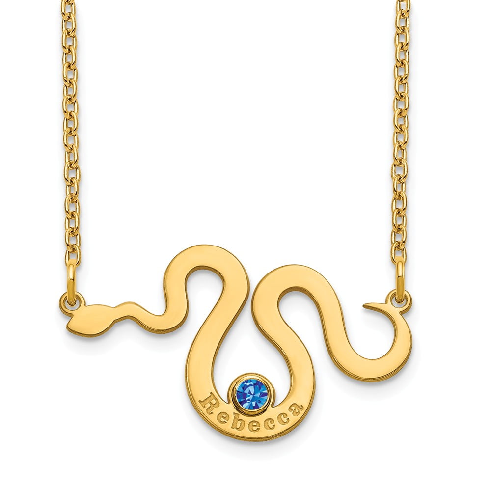 AA Jewels Solid 14k Yellow Gold Small Snake Pendant Necklace Charm