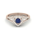 thumbnail image 1 of Bague de Mariage pour Femmes 0.92 Cts Rond Saphir Bleu Argent Sterling 925 Rose Vermeil Solitaire Accent Cœur, 1 of 3
