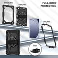 thumbnail image 3 of Funda Resistente a Golpes para Samsung Galaxy Tab A9+, Silicona Anti-caída + Funda Protectora de Capa de PC con Asa Giratoria de 360°, Soporte, Correa para el Hombro, Negro, para Galaxy Tab A9+, 3 of 8