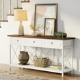 thumbnail image 7 of Tribesigns 70.8" Console Table with 3 Drawers, Farmhouse Entryway Table with Storage Shelf for Entryway, Hallway (White/Brown), 7 of 7